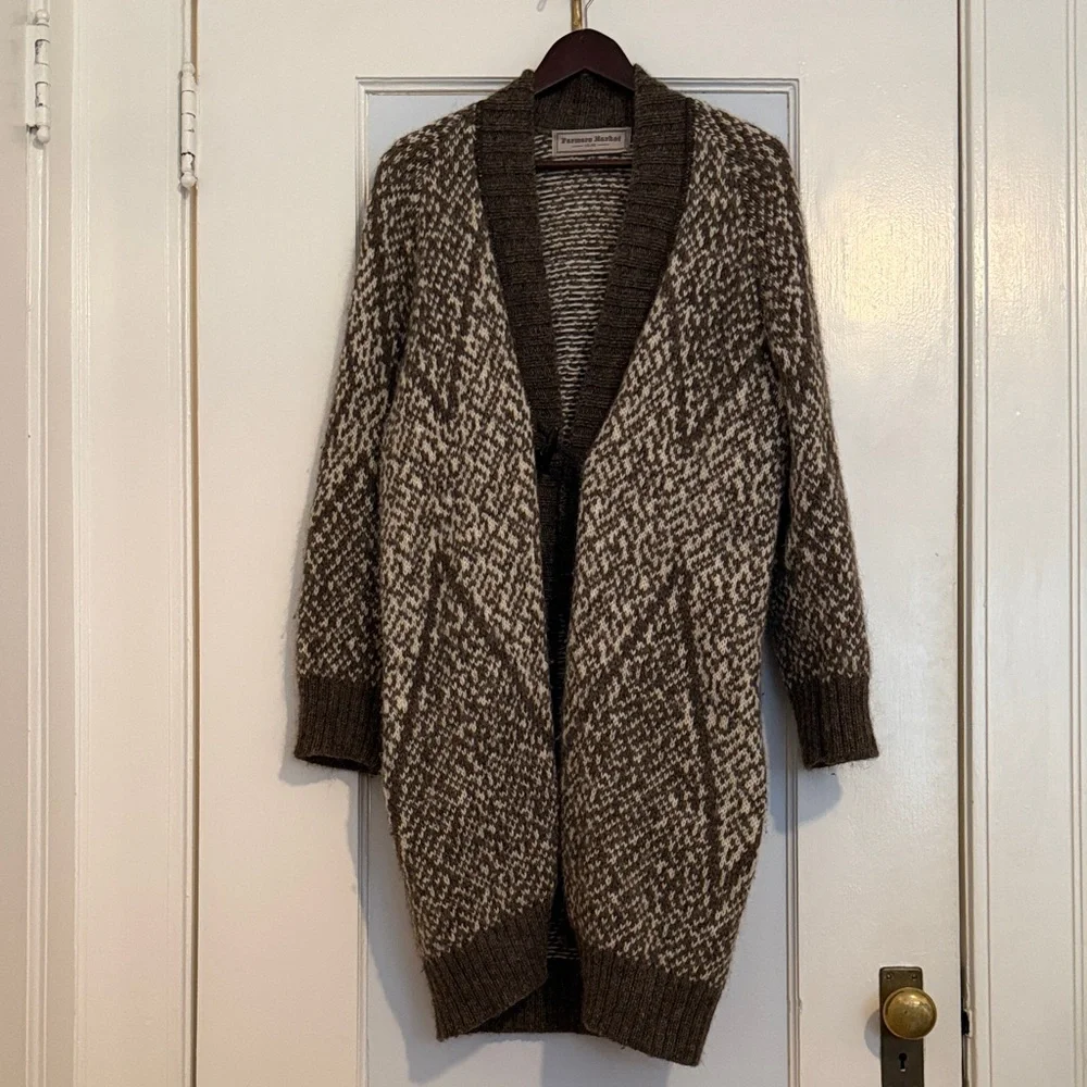 Farmers Market Iceland 100% Icelandic Wool Long Duster Cardigan - Picture 2 of 8